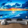 Summer Landscape Beach Sunset Sea Wave Tapestry Wall Hanging Printed Large Tapestry Estetic Dorm Interior Room Bedroom Decor 240321