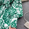 Sukienki zwyczajne projektant mody sukienka pasa startowego wiosna jesień Kobiety Latarning Sleeve Single Bered-Drint Print koronkowy mini swobodny sukienka latarnia