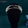 Haarclips yolapan Strass Tiara für Hochzeit Brautkristall Perlen Stirnband handgefertigtes Schmuck Dekoration Braut Kopfzubehör HP605