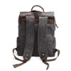 Backpack Fashion Canvas Men's Wearproof Vintage Bag 15 Inch Laptop Leather School For Teenage Portable Travel