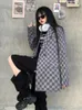 Giacche da donna Streetwear Fashion Gothic Harajuku Checkboard Donne Plaid Women Coat Spring Autumn Vintage Full Sleeve Splicin Sliose Casual Casual