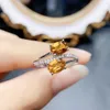 Anneaux de cluster FS FS NATURAL AMETHYST / CITRINE S925 STERLING SILPS RING POUR FEMMES AVEC CERTIFICATE 5 MM FIN CHARM MARDING