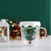 Wine Glasses 2024 Creative Christmas Mug Glass Tree Star Cup High Temperature Double Water Party Xmas Gifts With Lid