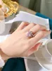 Ringos de cluster Luxo Luxo 925 Sterling Silver Love Artificial Pink Diamond Ring Inlaid com jóias de casamento com alto teor de carbono