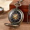 Pocket Watches Gold Octopus Mechanical Pocket Steampunk Skeleton Hand-wind Flip Clock Fob With Chain For Men Women Collection L240402