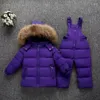 Down Coat Real päls huva ankajacka för flickor varma barn snödräkt barn 2-5t snöde vinterkläder pojkar kläder set
