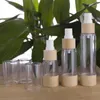 Bottiglie di stoccaggio 1 % Pompa di bottiglia vuoto in bambù Pompa di lusso Airsless cosmetico Trattamento Viaggia Contenitore vuoto 20 ml/30 ml/50/100 ml