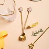 Spoons Stainless Steel Delicate Spoon Dessert Cherry Blossom Shape Five-pointed Star Fruit Fork For Coffee