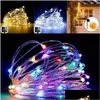 Decorações de natal Solicitação de lâmpada de plugue de terra do gramado Solar 100 LED 10m String Home Over Outdoor Garden Fairy Light Copper Wire 13 9LS G2 DRO DHMOD