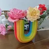 Vasos Flores decorativas em forma de U Vaso arco-íris Floral Farmhouse para mesa