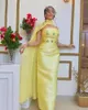 Robes de fête fashionvane jaune sans bretelles cristaux de promotion de gaine robe de soirée avec les femmes de mariage invités femmes robes spéciales