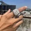 Custom Iced Out VVS Moissanite Baguette Diamond Hip Hop Anfangsbuchstaben Ring 925 Silber 10k 14K Real Gold HipHop Männer Schmuck