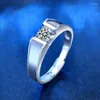 Anelli a grappolo Moissanite S925 Sterling Silver Anello maschile Creativo Creativo semplice ornamenti per mani squisite