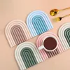 Rainbow Shape Silicone Heat Isolation Pad Table Problem Placering Stapelbar Cup Mat Wasters Hem Kök Tillbehör