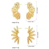 Dangle Earrings Retro Folded Leaves Textured Irregular Geometric Exaggerate Big For Women 18K Gold Plated Metal Thick Ear Stud