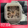 كارتيس 5 أنماط جديدة هيكل عظمي VVS Moissanite Watch Wristwatch Pass Test Test Eta Sapphire Rose Gold Sier Out Out Out Out Out