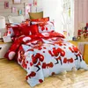 Sängkläder set God juluppsättning 2024 Classic Santa Claus 2/3/4 PCS Red Bed Bed Qund Cover med örngott