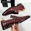 Casual Shoes LUXURY MEN'S LOAFERS SLIP ON MEN DRESS RED BLACK WEDDING BANQUET OFFICE GENUINE LEATHER FOR