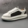 Casual Shoes Spring Style Fashion Breathable White Lace-Up Sneakers Round Toe Thick Bottom Business Leisure Walking Loafers V112