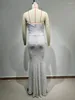 Runway Dresses Luxury Beading Sequins Cut Out Seleeveless Backless Sexy White Maxi Long Dress Women Celebrity Party Night Club Prom Gown