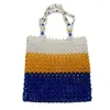 Totes Handwoven Beaded Handbag Colorful Acrylic Fashion Handheld Shoulder Bags Ethnic Style Vertical Large Capacity Women's Bag 2024