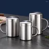 Mugs 1Pcs 200/300/400ML Stainless Steel Coffee Mug Double Layer Anti-scalding Cup Portable Drink Beer Tea Juice Thermal Tumbler