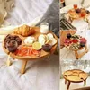 Plates Upgrade Your Picnic Experience - Vintage Wooden Folding Table For Deluxe Snacking And Wine Tasting