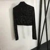 P2A Abito da due pezzi Designer di lusso di alta qualità Abito da primavera da donna con paillettes medi zip al collo alto slim cotone a due pezzi set a due pezzi