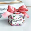 Enveloppe cadeau Europe Europe Hexagon Style Candy Boîte de mariage Boîtes en papier avec ruban Baby Shower Birthday Cadeaux Sac de fête
