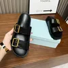 Designer Sandaler Women Platform Slides Padded Nappa Leather Slippers Roman Foam Rubber Sliders Luxury Summer Buckle Beach Sandal