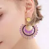 Bengelen oorbellen kralen cirkel originaliteit kleur zonnebloem kristal handbreien bohemie legering tij eenvoudige rijstkraal