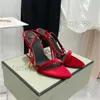 2024 Dress Shoes Lady Sandals High Heels Padlock Naked Sandal Luxury Brands Gold Heel Shiny Nappa Leather Pointy Wedding Party Dress Pump Ankle Strap Shoea