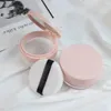 Opslagflessen 3 stks reizen los poeder lege containers met puff -diy draagbare spiegelzeil poederachtige cakebak roze plastic cosmetische make -up