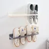 30Seamless Wall Mounted Shoe Rack Home Storage 3次元壁スリッパシェルフハイヒールスポーツシューズストレージラック