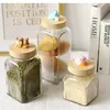 Storage Bottles Candy Jar With Lid Cereal Dispenser Creative Cute Square Glass Bottle Tea Box Kitchen Decoration Animal Sealed