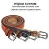 Belts Vintage Genuine Cowhide Leather Mens Unique Texture Real Pin Buckle Belt For Men Jeans Male