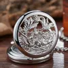 Montres de poche Pocket Dragon Dragon Phoenix Play Ball steampunk squelette à main le vent à main avec une chaîne Double Hunter Cadeau L240402