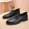 Casual Shoes Genuine Leather For Men's Spring Autumn Pointed Business Wedding Breathable Soft Soled Designer Loafers Black 66072