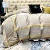 寝具セット140年代ヤーン染色ジャックコットンハイエンドラグジュアリーモデルルーム4ピースヨーロッパのライトキルトカバーシートとベディ