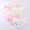 4PCS Girl Antibacterial Panties Summer 3-8Y Young Children Cotton Underwears Soft Kids Thin Breathable Briefs Baby Cute Knickers 240329