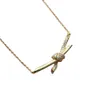 Designer Brand Gold High Edition Diamond Knot Necklace for Women Plated with 18k Kont Gu Ailing Same Style Collar Chain