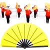 Decorative Figurines 1PC Chinese Folding Fan Stage Dance Solid Color Plastic Rib Arts DIY Handmade Craft High Quality