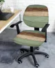 Chair Covers Wood Grain Retro Green Elastic Armchair Computer Cover Stretch Removable Office Slipcover Split Seat