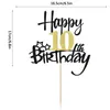 Zapasy imprezowe 2PCS Black Gold Happy 10 Birthday Cake Topper Hello Cheers Year