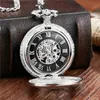 Pocket Watches Dr. Who Mechanical Pocket Fob Chain Silver British Clock Hollow Carved Handstyle for Men L240402