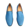 Lässige Schuhe Qianruiti Männer Blaues Weben-Slip-On-Slattern Prom Hochzeitswohnungen Vintage-Stil für EU39-47