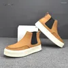 Casual schoenen High Top Sneaker Men Designer Ankle Boots Fashion MicroFiber Leather bovenste verhoogde interne platte platformbord