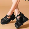 Sandals Pumps Shoes Women Ankle Strap Genuine Leather Wedges High Heel Gladiator Female Round Toe Fashion Sneakers Casual