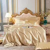 Beddengoed Sets Solid Color Luxury Kit Rayon Satijn Dekbedoverkap zacht Gezellig bed Linnen enkele dubbele quiltbedden