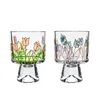 Wine Glasses Creative Handcrafted Handle Cup Tulip Painted Gold Thread Water Snow Mountain Bottom Goblet Drinking